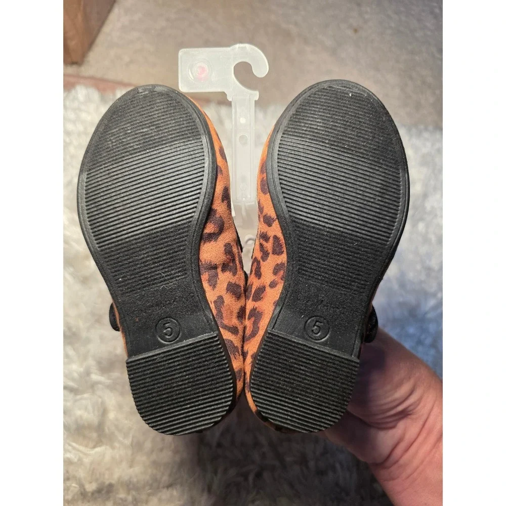 Cat & Jack Addy Toddler Girls Leopard Print Mary Jane Flats Tan Size 5 NWT